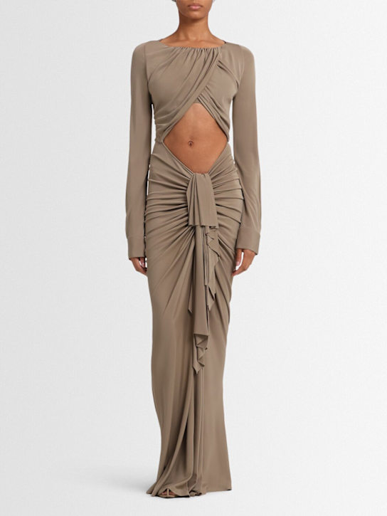 Christopher Esber: Bateau draped dry jersey dress - Sage - women_1 | Luisa Via Roma