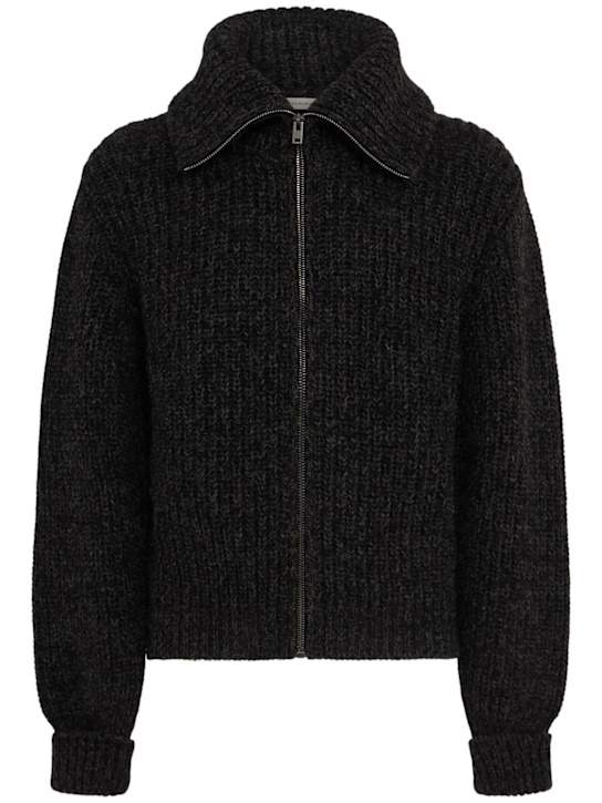 Lemaire: Zipped alpaca blend cardigan - Black / Mink Br - men_0 | Luisa Via Roma