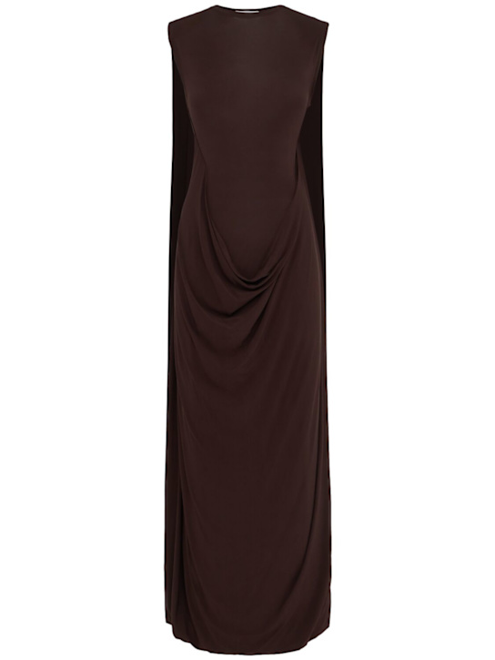 Jean Paul Gaultier: Stretch viscose double-layer long dress - Brown - women_0 | Luisa Via Roma