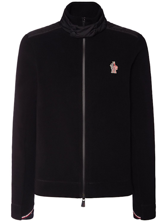 Moncler Grenoble: Stretch polar fleece zip-up cardigan - men_0 | Luisa Via Roma