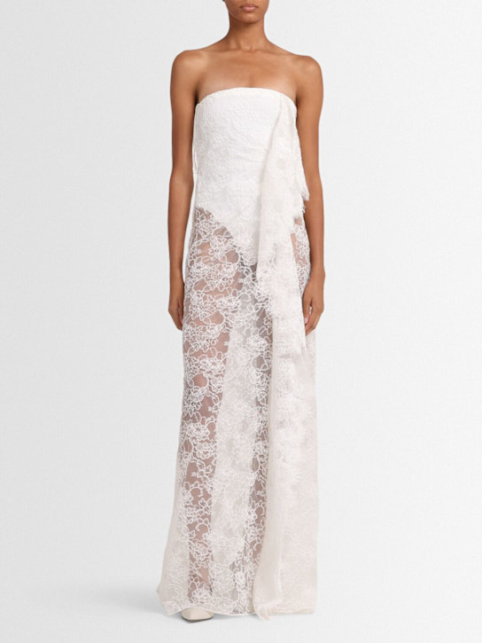 Christopher Esber: Floating lace strapless gown - White - women_1 | Luisa Via Roma