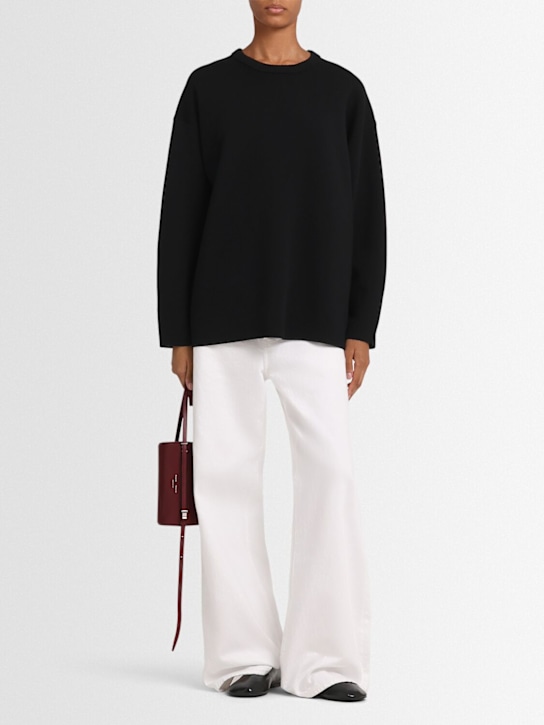 A.EMERY: Reid wool blend knit crewneck sweater - Black - women_1 | Luisa Via Roma