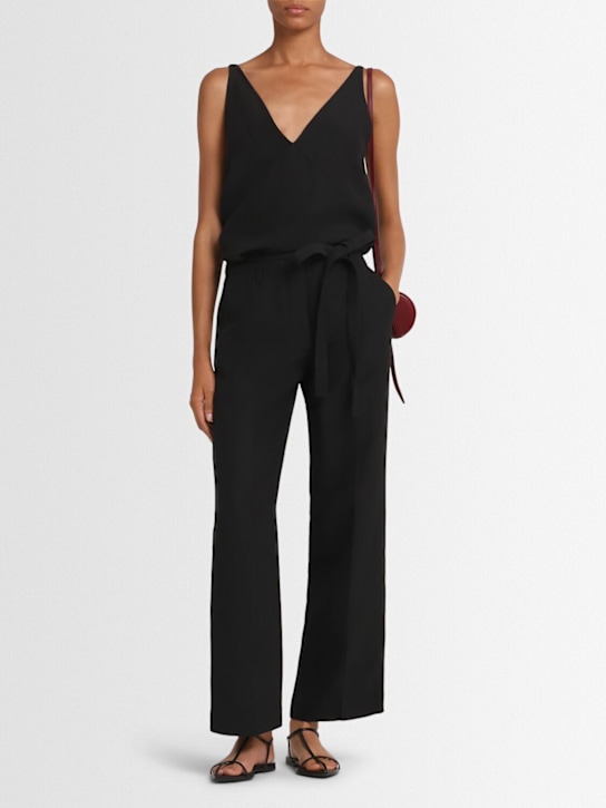 Proenza Schouler: Maggi viscose blend wide pants - Black - women_1 | Luisa Via Roma