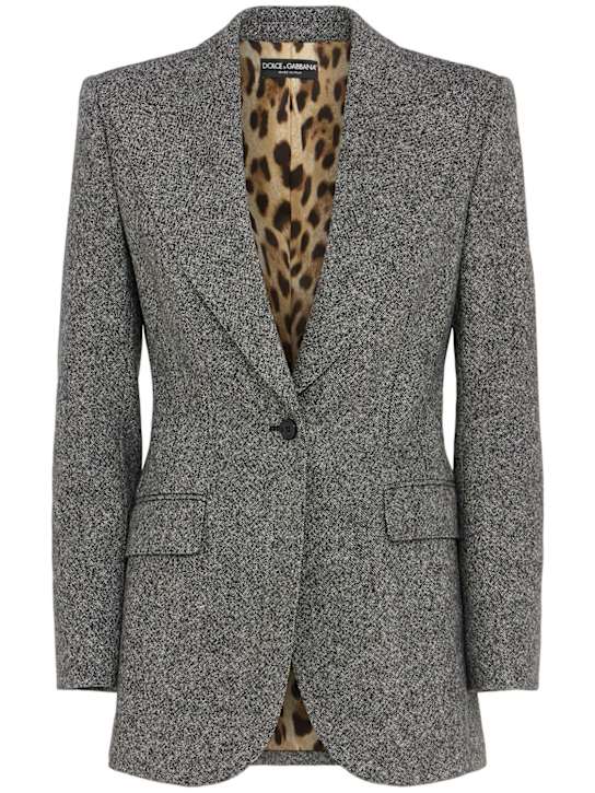 Dolce&Gabbana: Wool blend blazer - Black/White - women_0 | Luisa Via Roma