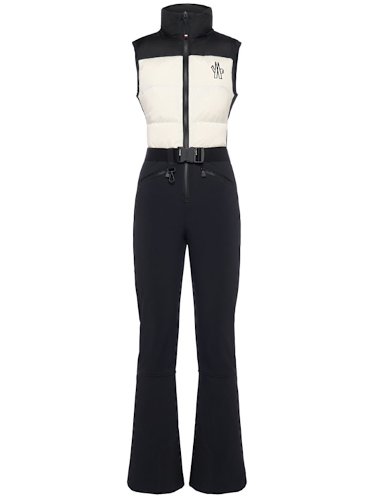 Moncler Grenoble: Tech blend down ski suit - Camel/Cream - women_0 | Luisa Via Roma