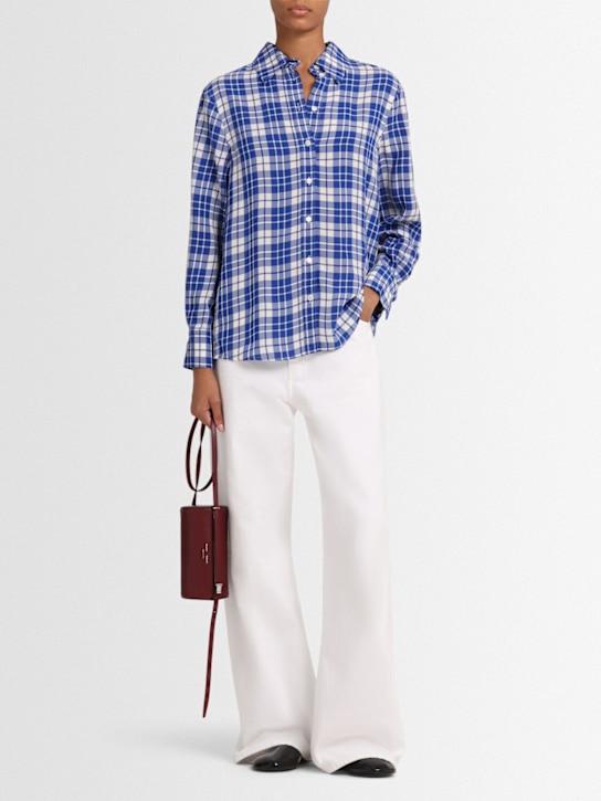 Proenza Schouler: Bronwen viscose tartan shirt - Blue/Multi - women_1 | Luisa Via Roma