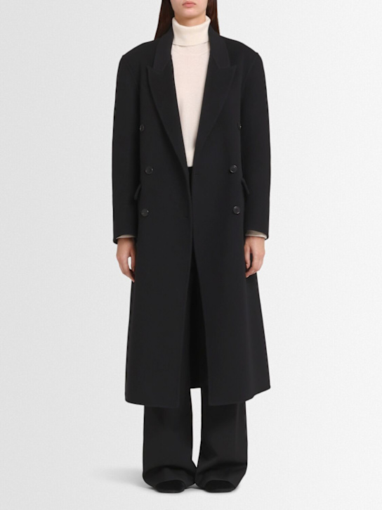 Annagreta: Bianca double breasted wool blend coat - Black - women_1 | Luisa Via Roma