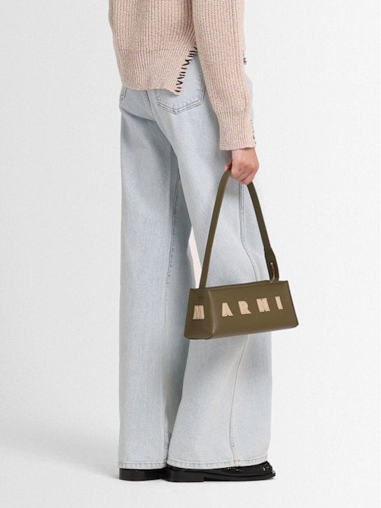 Marni: Museo hobo leather shoulder bag - Deep Sage/Winte - women_1 | Luisa Via Roma
