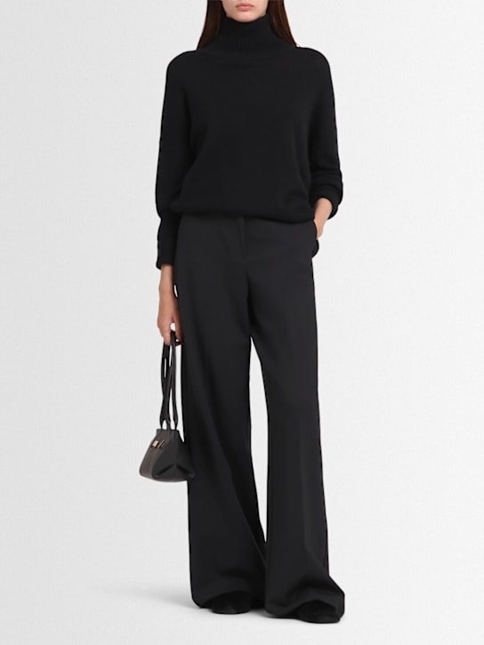 Max Mara: Biada viscose blend jersey wide pants - Black - women_1 | Luisa Via Roma