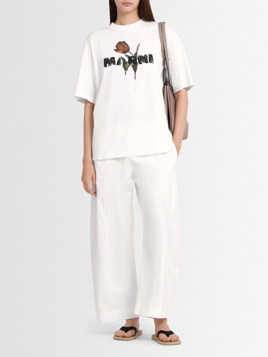 Marni: Jersey logo short sleeved t-shirt - White - women_1 | Luisa Via Roma
