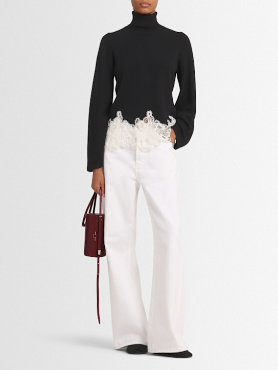 Fabiana Filippi: Wool blend sweater w/ lace - Black/White - women_1 | Luisa Via Roma