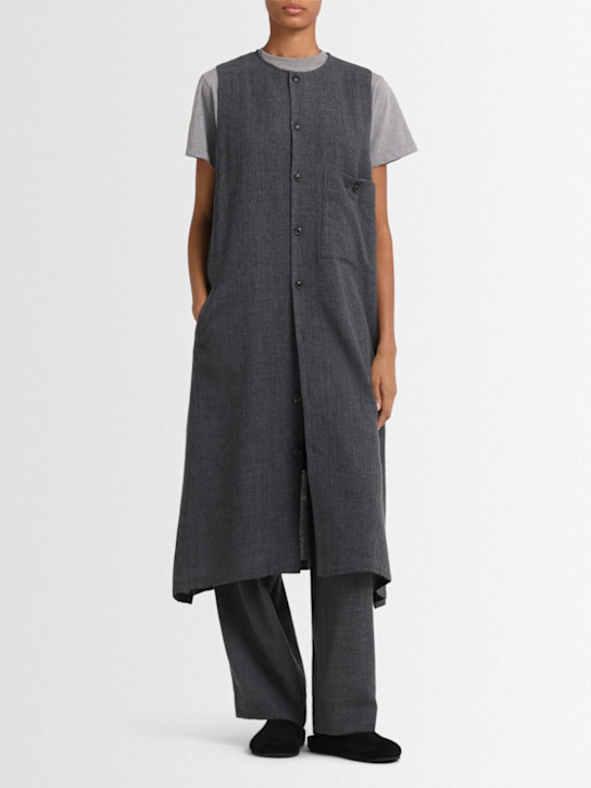 Yohji Yamamoto: S-long wool dress w/ pocket - Grey - women_1 | Luisa Via Roma