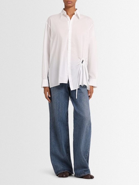 Yohji Yamamoto: Y-circle gathered cotton shirt - White - women_1 | Luisa Via Roma