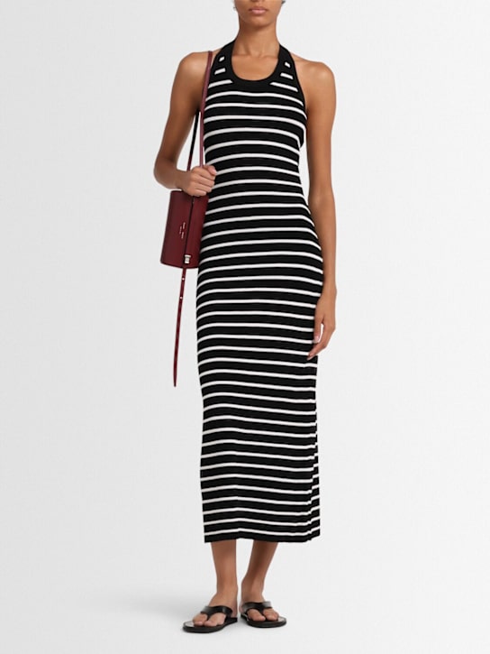 Proenza Schouler: Meryl matte viscose blend rib long dress - Black/White - women_1 | Luisa Via Roma