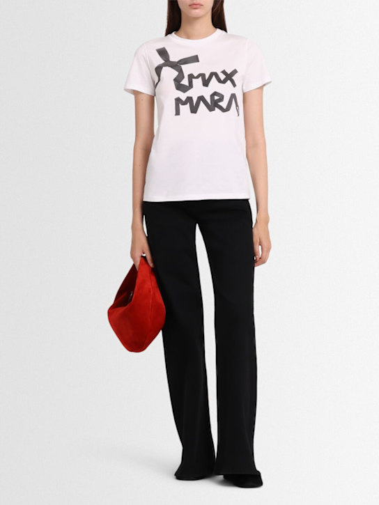 Max Mara: Calcio cotton jersey t-shirt - White - women_1 | Luisa Via Roma