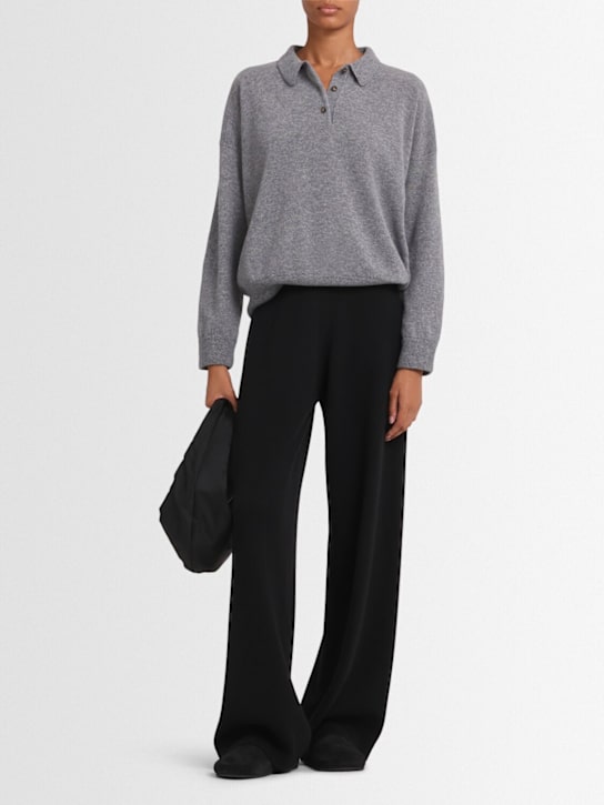 Fabiana Filippi: Wide leg wool blend pants - Black - women_1 | Luisa Via Roma
