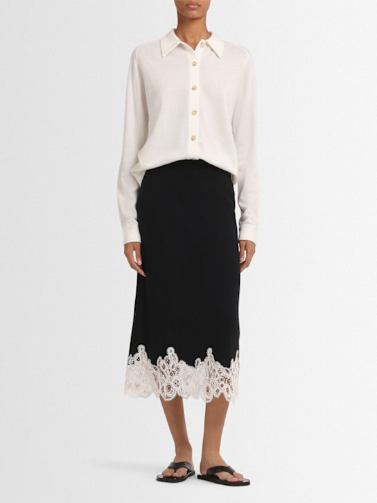 Fabiana Filippi: Wool blend pencil skirt w/ lace - women_1 | Luisa Via Roma