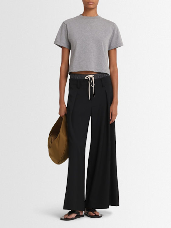 Yohji Yamamoto: Layered gabardine wide leg pants - women_1 | Luisa Via Roma