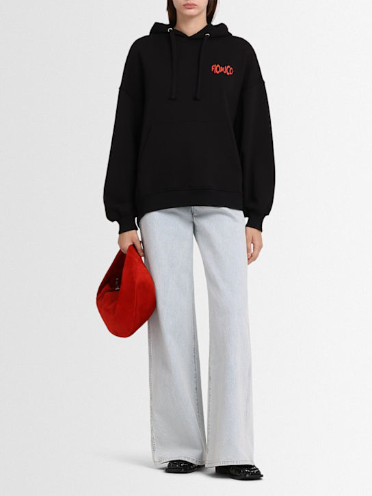 Fiorucci: Cherry mouth print cotton sweatshirt - Black - women_1 | Luisa Via Roma