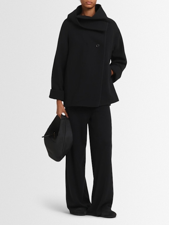 Yohji Yamamoto: U-wrap wool blend short coat - women_1 | Luisa Via Roma