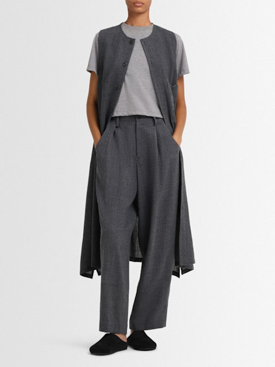 Yohji Yamamoto: U-1 tucked wool wide pants - women_1 | Luisa Via Roma