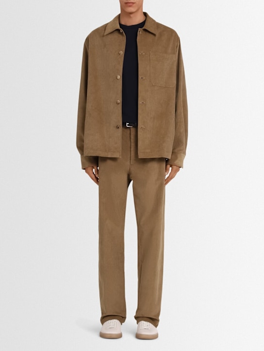 The Core: Cotton corduroy shirt - カーキ - men_1 | Luisa Via Roma