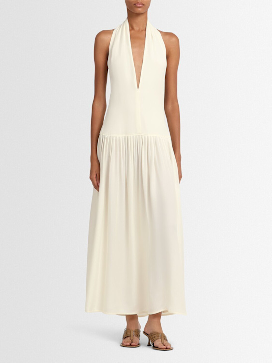 Proenza Schouler: Tala viscose georgette v-neck long dress - Cream - women_1 | Luisa Via Roma