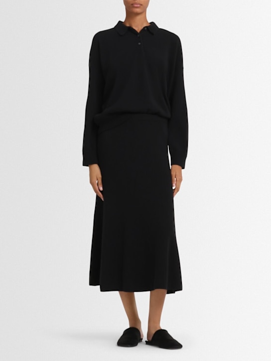 Fabiana Filippi: Flared wool blend maxi skirt - Black - women_1 | Luisa Via Roma