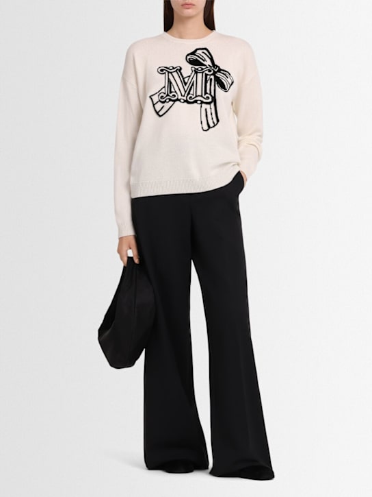 Max Mara: Zurlo knitted wool blend sweater - White - women_1 | Luisa Via Roma