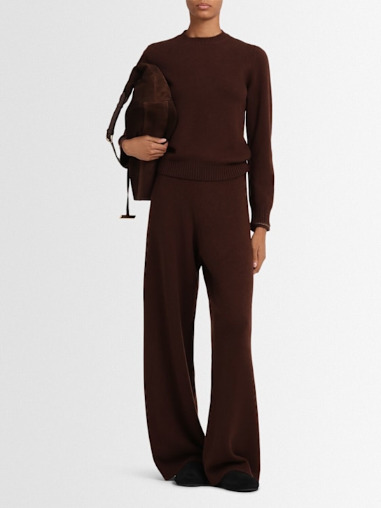 Fabiana Filippi: Wide leg wool blend pants - ブラウン - women_1 | Luisa Via Roma