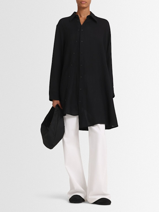 Yohji Yamamoto: Wool shirt - Black - women_1 | Luisa Via Roma