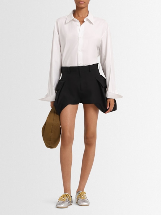 Sacai: Double-face silk blend shorts - Black - women_1 | Luisa Via Roma
