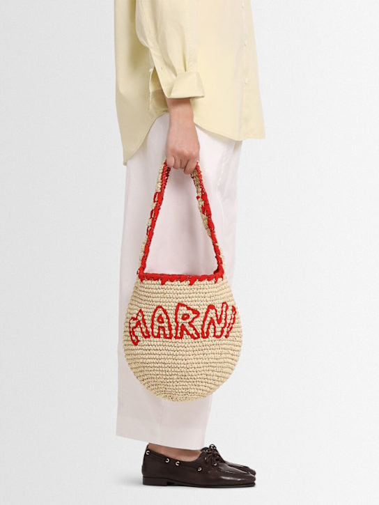 Marni: Small scrunchie hobo raffia effect bag - women_1 | Luisa Via Roma