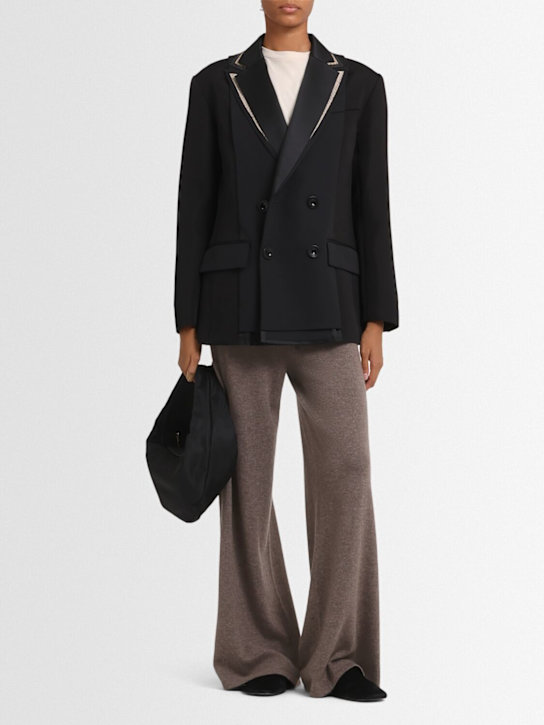 Sacai: Double-face wool blend jacket - Black - women_1 | Luisa Via Roma