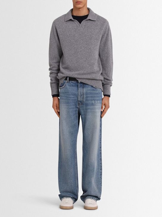 The Core: Wool knit polo sweater - Grey - men_1 | Luisa Via Roma