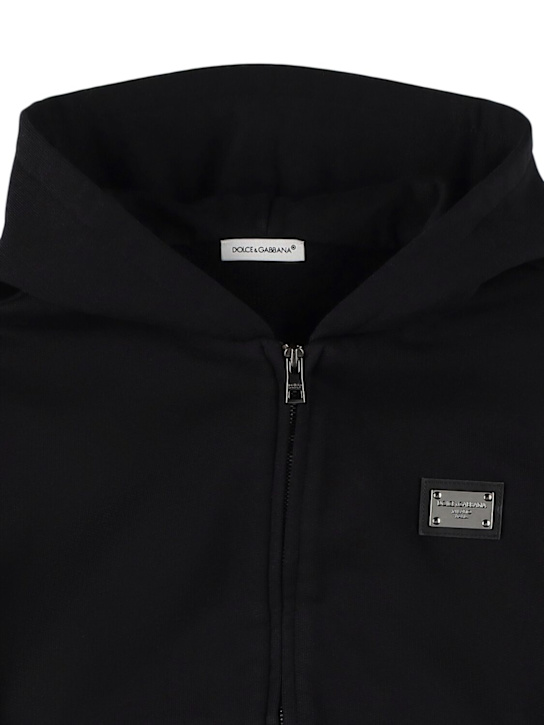 Dolce&Gabbana: Cotton zip sweatshirt - Black - kids-boys_1 | Luisa Via Roma