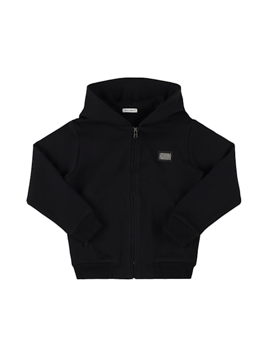Dolce&Gabbana: Cotton zip sweatshirt - Black - kids-boys_0 | Luisa Via Roma