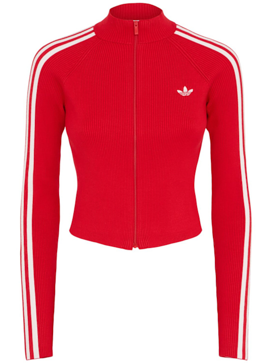 adidas Originals: 3-Stripes slim fit knit track top - Betsca - women_0 | Luisa Via Roma
