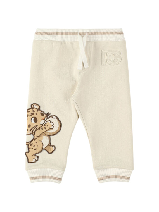 Dolce&Gabbana: Printed cotton sweatpants - Beige - kids-boys_0 | Luisa Via Roma