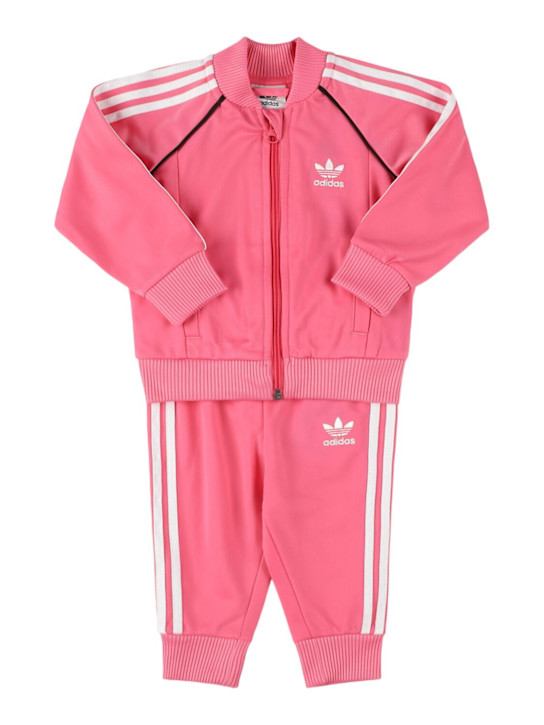 adidas Originals: Recycled poly sweatshirt & sweatpants - ピンク/ホワイト - kids-girls_0 | Luisa Via Roma