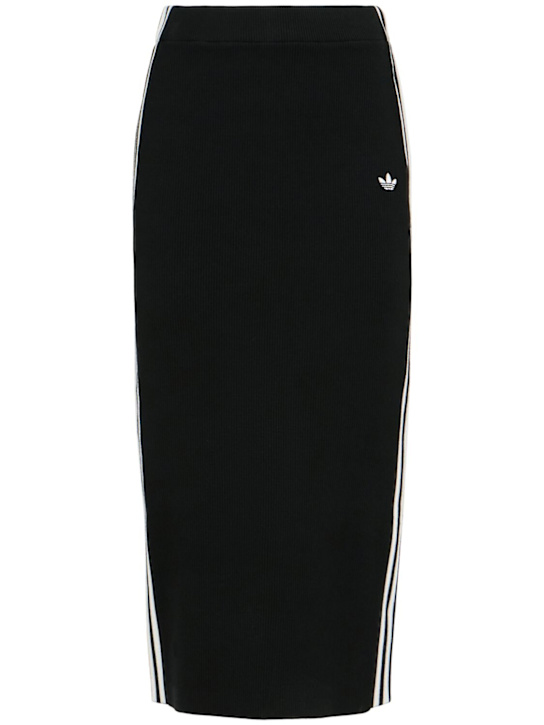 adidas Originals: 3-Stripes knit tube skirt - Black - women_0 | Luisa Via Roma
