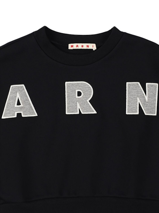 Marni Junior: Felpa in cotone con logo - Nero - kids-girls_1 | Luisa Via Roma