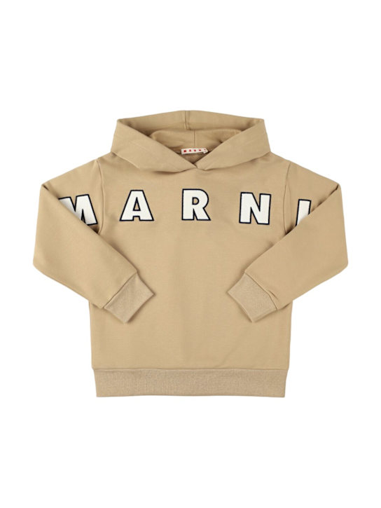 Marni Junior: Hooded cotton sweatshirt w/logo - Beige - kids-boys_0 | Luisa Via Roma