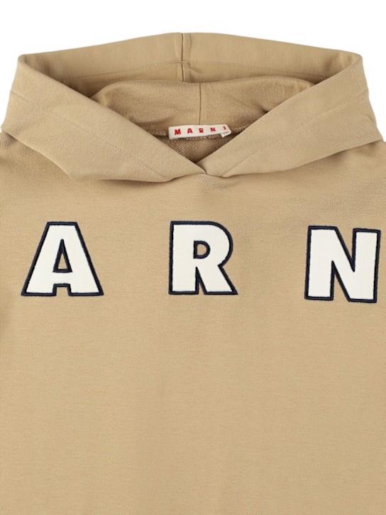 Marni Junior: Hooded cotton sweatshirt w/logo - Beige - kids-boys_1 | Luisa Via Roma