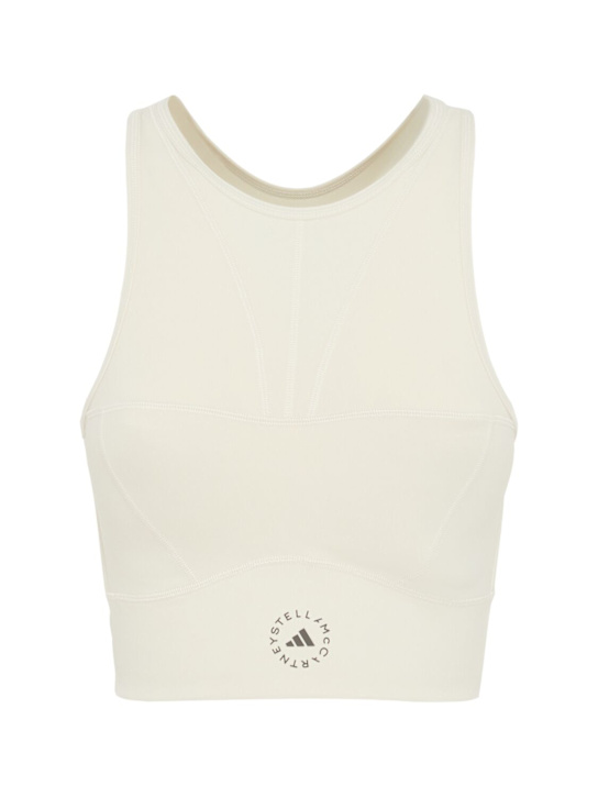 adidas By Stella McCartney: Training crop bra top - Almond Milk - women_0 | Luisa Via Roma