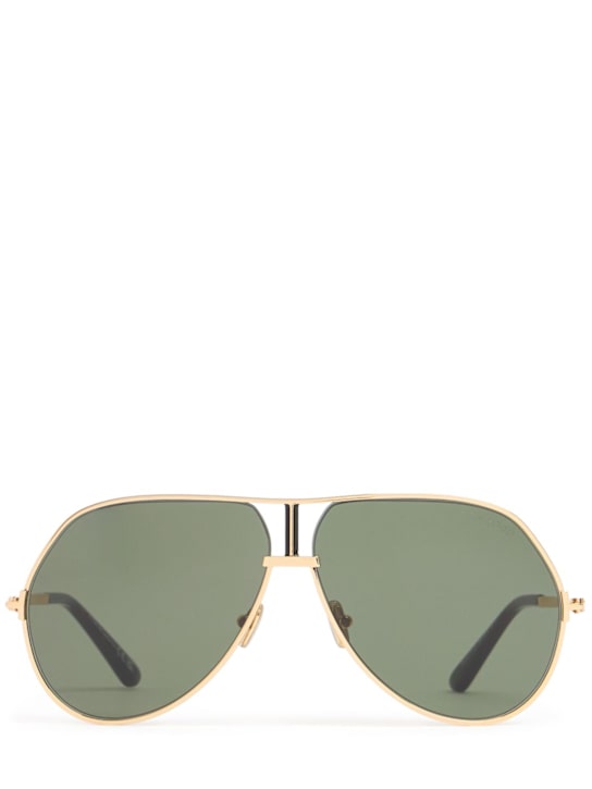 Tom Ford: Rickie 02 navigator metal sunglasses - Deep Gold/Green - men_0 | Luisa Via Roma
