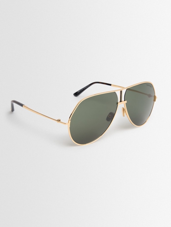 Tom Ford: Rickie 02 navigator metal sunglasses - Deep Gold/Green - men_1 | Luisa Via Roma