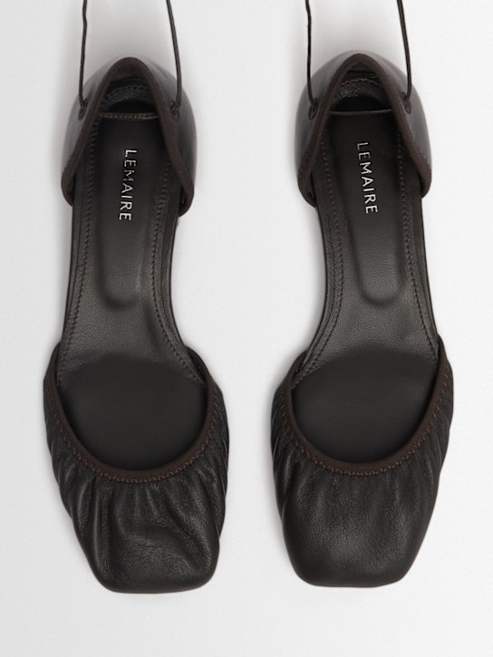 Lemaire: Micro leather ballerina flats - Dark Chocolate - women_1 | Luisa Via Roma