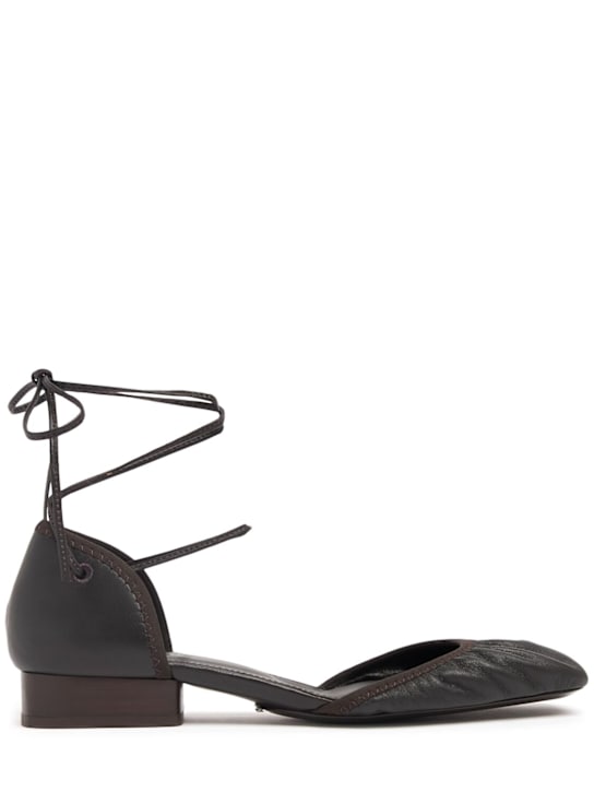 Lemaire: Micro leather ballerina flats - Dark Chocolate - women_0 | Luisa Via Roma