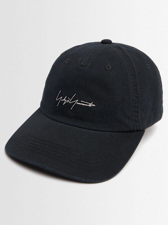 Yohji Yamamoto: Y-3 Kuro canvas baseball cap - men_1 | Luisa Via Roma